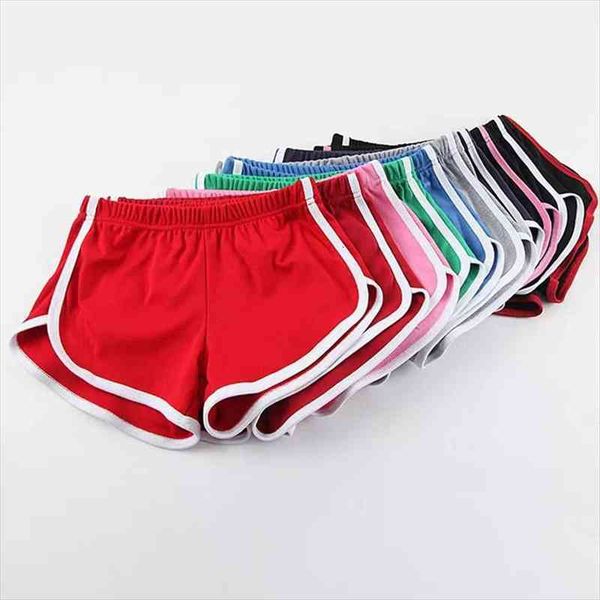 

casual summer stretch waist women short candy color slim sport harajuku beach fitness running jogging, White;black