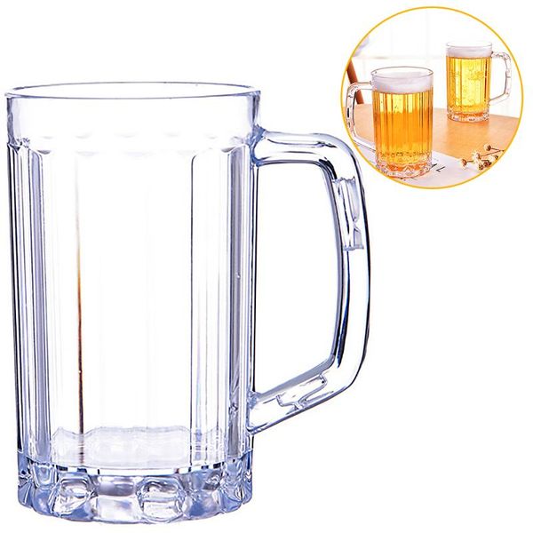 

mugs 500ml transparent beer mug cup unbreakable plastic pitcher drinking juice beverage dispenser household water
