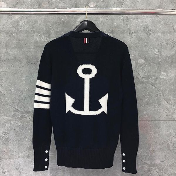 

women's jackets fashion brand sweater, v-neck tight wool anchor stripe clothes, winter casual coat, 2021, Black;brown