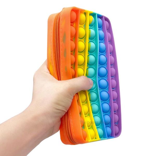 

pencil bags case its simple version of pure color press silicone decompression bubble stationery water proof storage bag