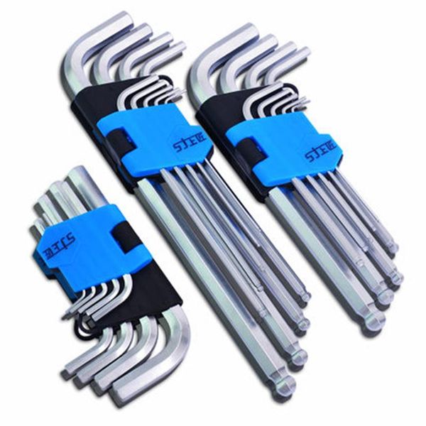 

hand tools 9pcs 1.5mm - 10mm hexagon allen key wrench set matte chrome ball end spanner screwdriver tool kit herramientas