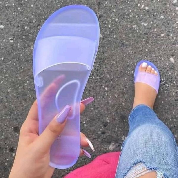 

summer pvc women flat slippers transparent jelly sandals ladies open toe beach slides clear platform female shoes flip flops, Black