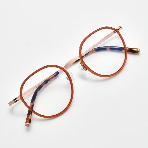 

fashion sunglasses frames korean brand handmade eyglasses retro round glasses optical titanium for men women ultralight prescription myopia, Black