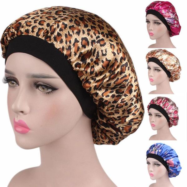

shower caps 6 colors women sleep cap soft silk satin night hair bonnet hat comfortable head cover wide elastic band loss