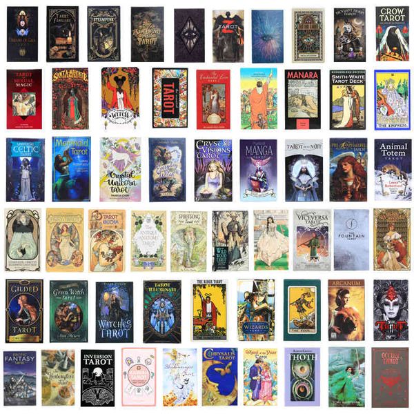 Tarot-Karten im 400-Stil, Orakel, goldener Jugendstil, die grüne Hexe, universelle keltische Thelema-Steampunk-Tarot-Brettspiele