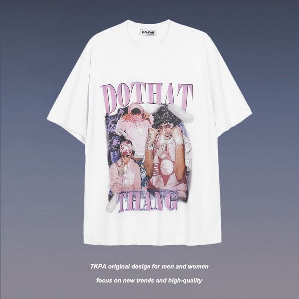 

tkpa hip hop street characters short sleeve t-shirt for men and women, White