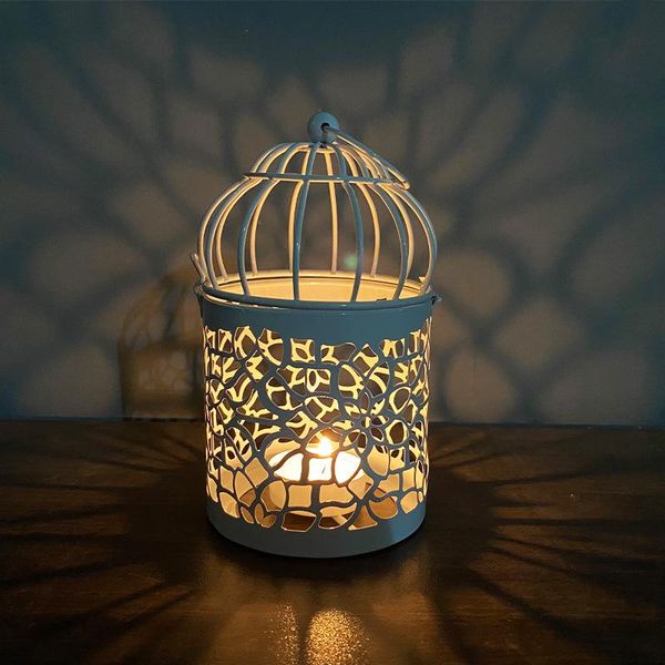 

candle holders iron candlestick crafts candlelight dinner table bird cage hanging decoration retro style holder stand light