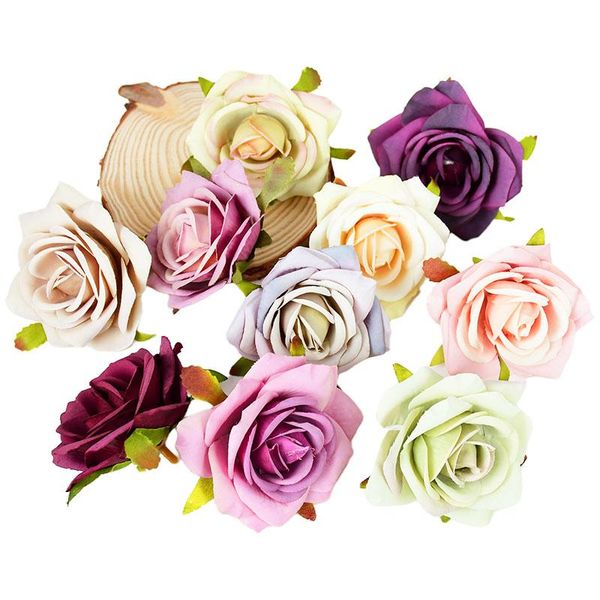 

5pcs 7cm artificial rose silk flower head wedding party decoration festival home diy wreath gift box scrapbook craft decorative flowers & wr
