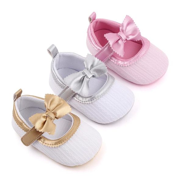 

first walkers 2021 lovely kids princess shoes baby bowknot anti-slip soft sole footwear walking for girls 0-12 months