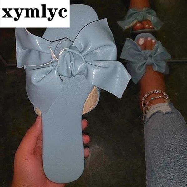 

women summer slippers butterfly knot ladies flats flip flops open toe female beach shoes non-slip woman waterproof sandals, Black