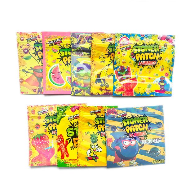 

500mg mylar packing bags patches pack proof smell resealable zipper bag watermelon flavor gummies pouch package dry tobacco