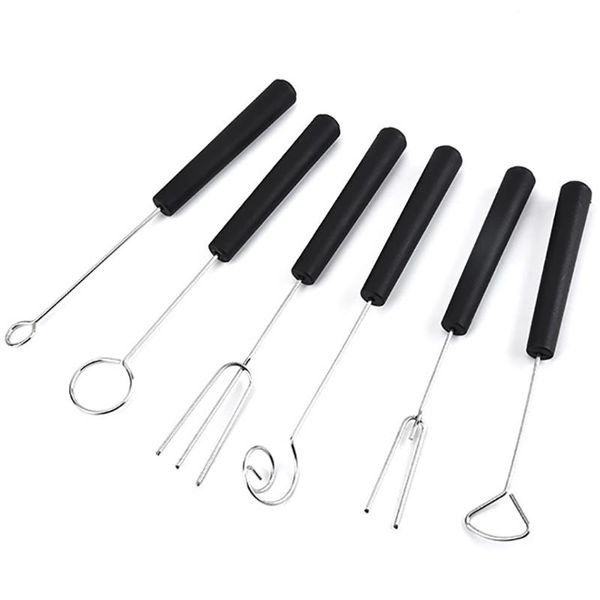 

forks 6pcs selling chocolate dipping fork set stainless steel candy tool tableware 2 colors