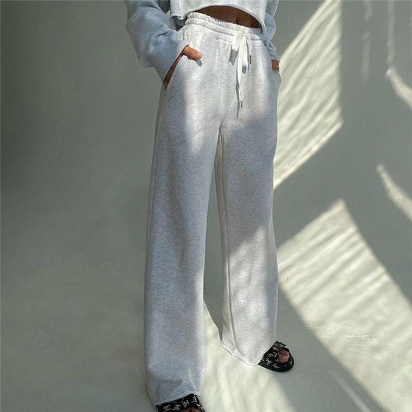 

female trousers, solid color high waist loose pants wide leg for women, gray/black yoga outfit