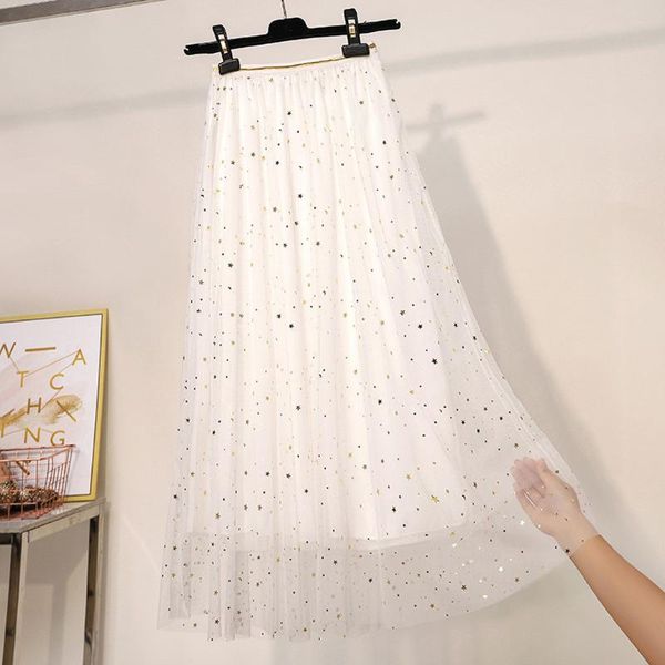 

skirts women clothes 2021 women's high waist pleated skirt sparkle lady tulle drop arrival, Black