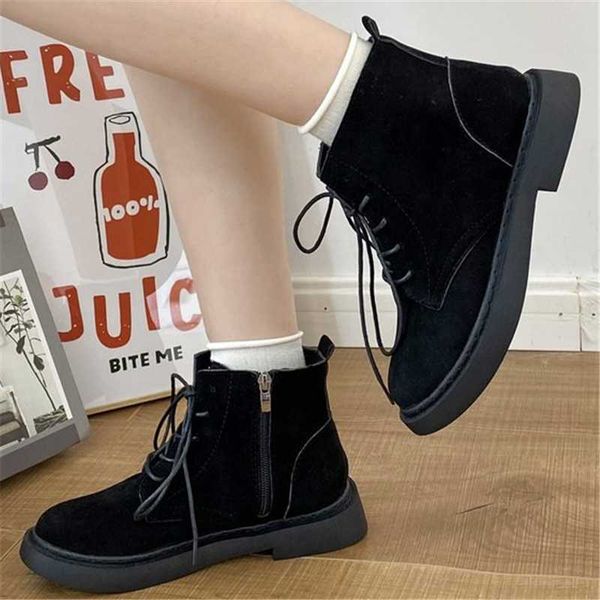 

boots 2021 autumn winter women non-slip solid lace-up ladies shoes fashion heels sizes 35-40, Black