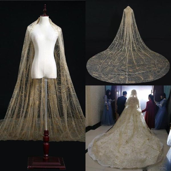 

bridal veils luxury 1 tier wedding in stock champagne white cathedral length lace sequined veil quality, Black