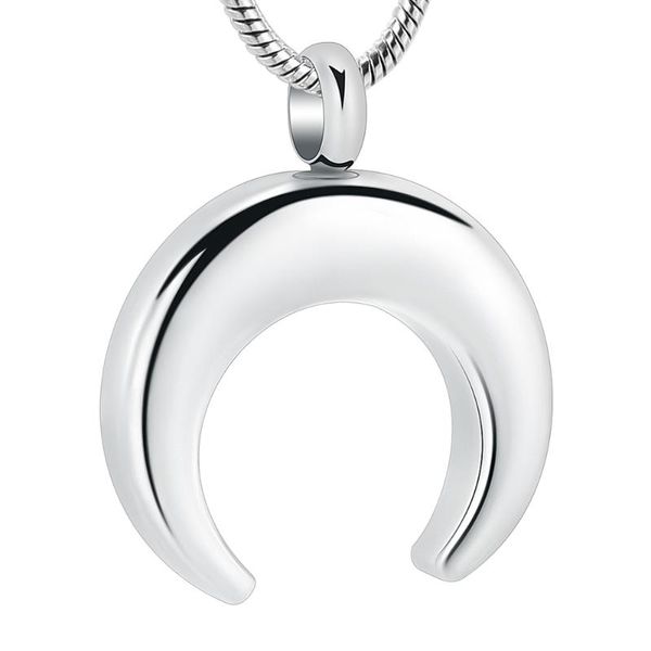 

pendant necklaces urn necklace moon shape stainless steel cremation jewelry, Silver