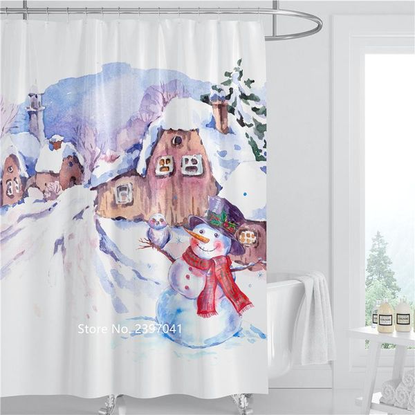 

snowman scenery shower curtain toilet partition waterproof and mildew resistant hanger children's bathroom gift curtains