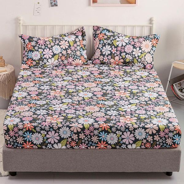 

bedding sets home textile bed sheet fitted + 2pillowcase 100% cotton set summer mattress cover cushion 3pcs