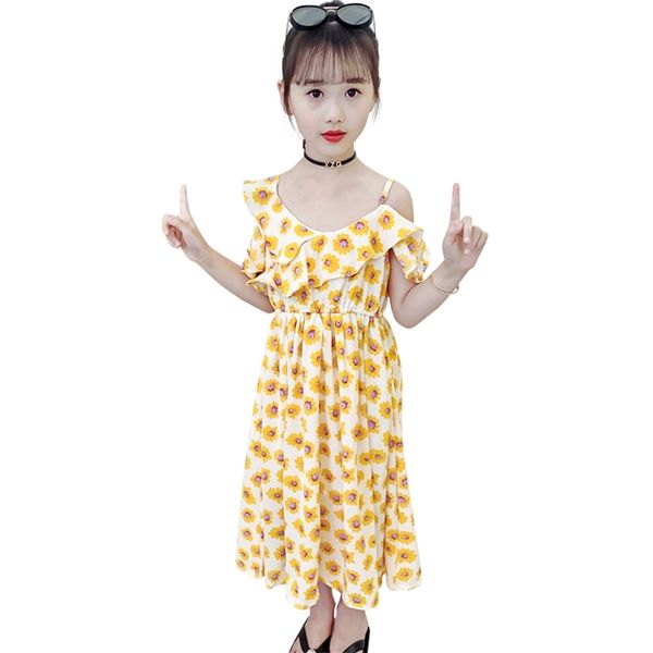 

teenage girl dress floral pattern for s summer beach kids casual style costume 6 8 10 12 14 210527, Red;yellow