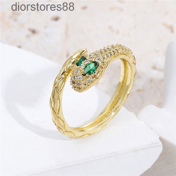 

ring australian fashion copper micro inlaid zircon snake with adjustable opening design, Silver