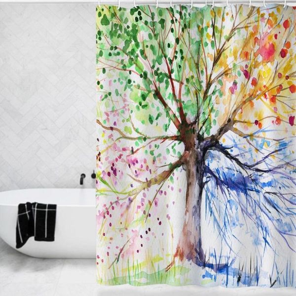 

printed shower curtain waterproof polyester multiple sizes colorful tree bath products bathroom decor with 12 hooks curtains