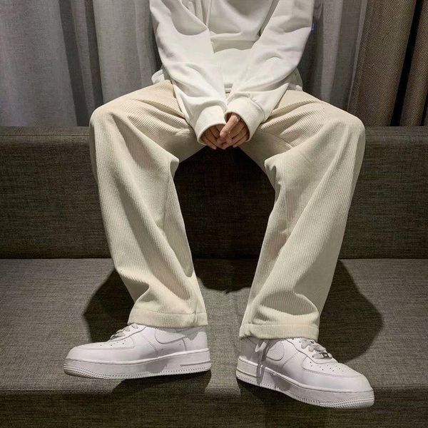 

men's pants pr corduroy slacks 2021 autumn fashion casual men streetwear loose oversize korean hip hop trousers, Black