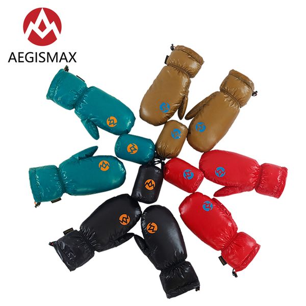 

aegismax goose down gloves sleeping bag accessories winter warm nylon 95% white full fingers mitten for skiing snowboard cycling hiking camp