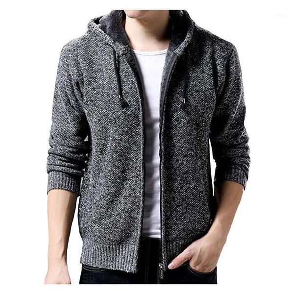 

fashion men's solid-color zip-up long-sleeved hoodies sweater coat autumn winter casual fleece pullover winter#50 jackets, Black;brown