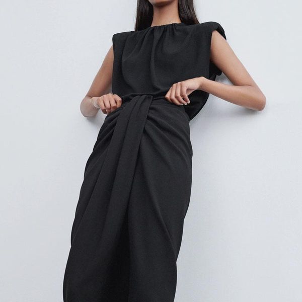 

women skirt 2021 high waist h-shaped solid color skirts, Black