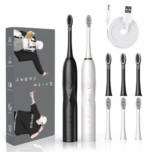 

smart electric toothbrush sonic 6-speed household soft hair ipx7 usb rechargeable waterproof couple