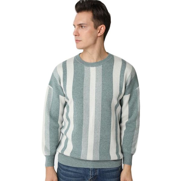 

men's sweaters men 2021 o-neck bertical stripes thick cashmere sweater fall autumn color match wool soft pullover christmas jumper, White;black