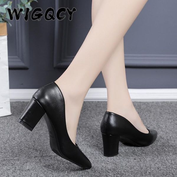 

women pumps soft leather high heels shoes fashion office stiletto party female comfort dress, Black