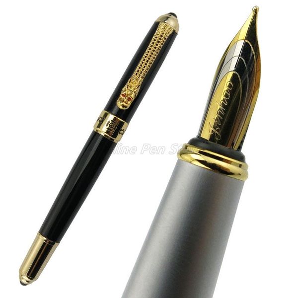 

jinhao 1000 metal black lacquer barrel dragon clip medium nib 0.5mm fountain pen office school writing gift accessory pens