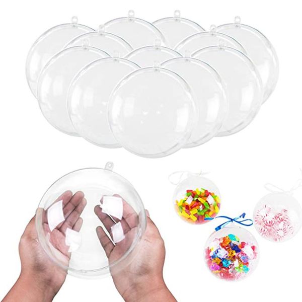 

5/10/15/20pcs christmas tree decorations ball transparent open plastic clear bauble ornament gift present box decoration party