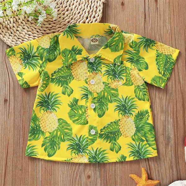 Miúdos Roupas Menino Menino Camisas Praia Havaí Estilo de Férias de Manga Curta Tops Camisa Verão Bebé Bebê Blusa 210528