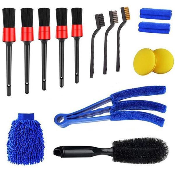 

car sponge 12/15pcs auto detailing brush set for air conditioner vent microfibre grille cleaner blinds duster