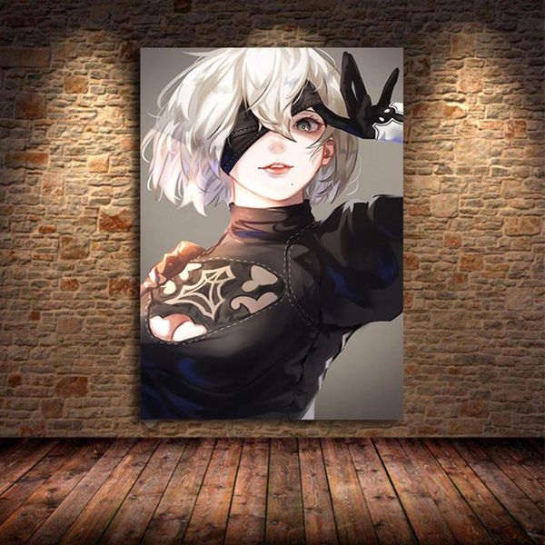 

game of nier:automata 2b girl the decoration painting canvas posters prints cuadros wall art pictures for living room unframed paintings