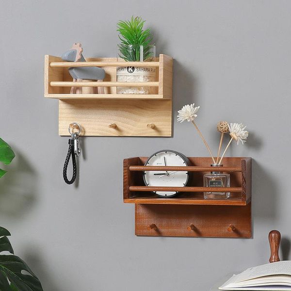 

multi function antique solid wood wall hook storage rack creative home decoration and finishing other decor