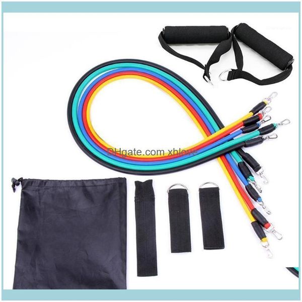 

bands equipments supplies sports & outdoors11pcs fitness resistance band set latex strength gym elastic pull rope home workout body building