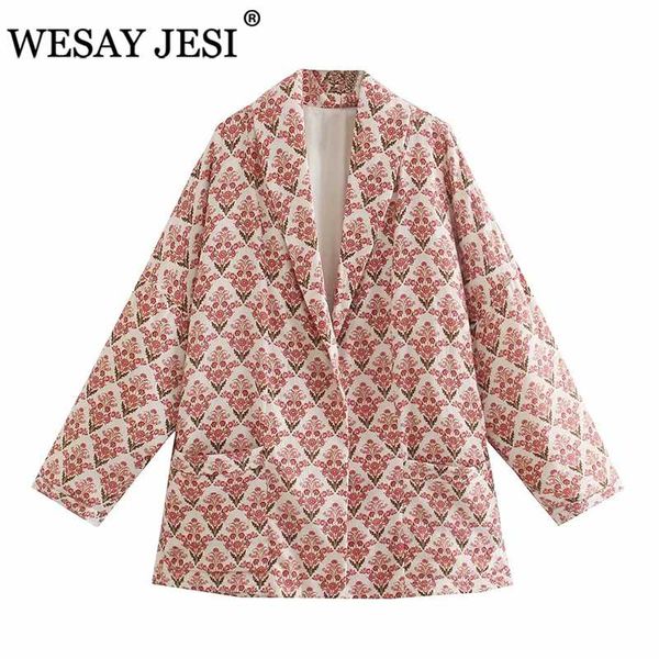 

women's suits & blazers wesay jesi clothes blazer fashion long sleeve printing button-up jacket female elegant casual coat pockets comm, White;black