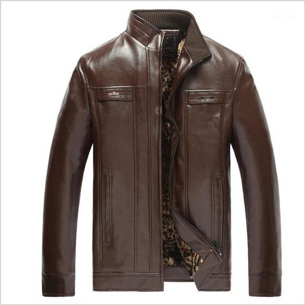 

men's fur & faux 2021 winter thick warm loose leather jackets male solid down outwear coats suede large size, Black