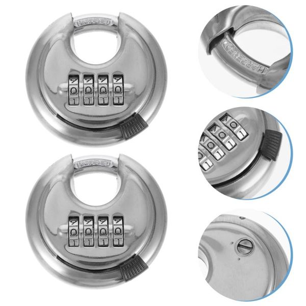 

bike locks 2pcs password padlocks for home 4 dial code lock tools (silver)