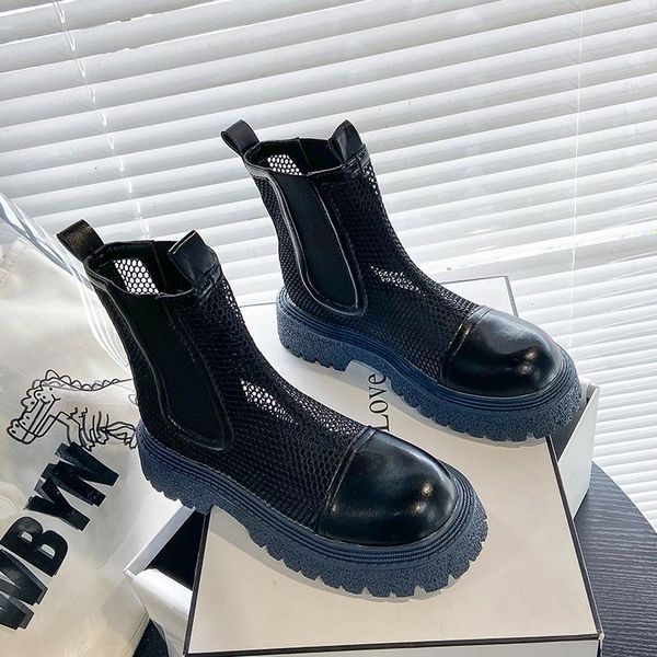 

design summer breathable mesh cool boots style sandals western ankle for women fashion botas, Black