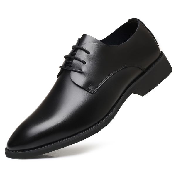 

men spring 2021 business formal wear black leather shoes british style soft sole men's shoe korean casual size 38-44