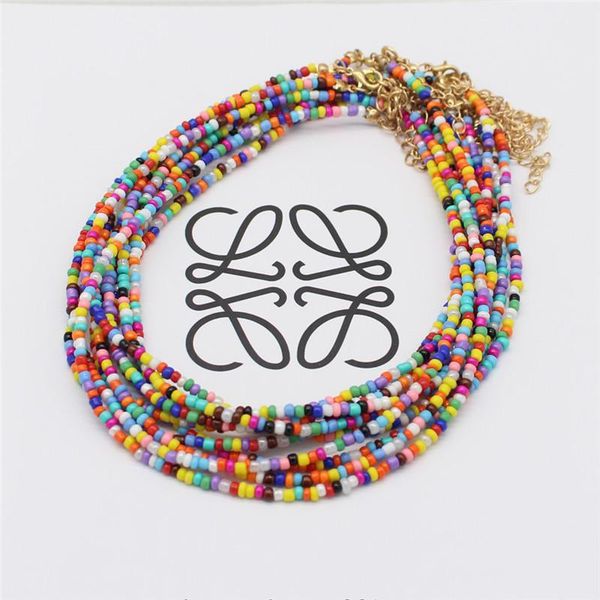 

chokers 10/50pcs bohemian small simple seed beads strand choker women colorful short bead charm necklace handmade jewelry wholesale, Golden;silver