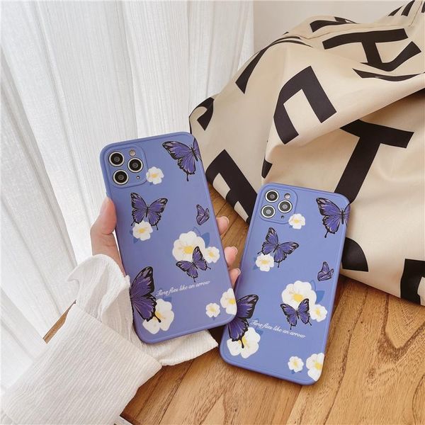 

cell phone pouches lovely butterfly flower coque for 12 pro mini xs max x xr se 2021 7 8 plus tpu case 11 back cover