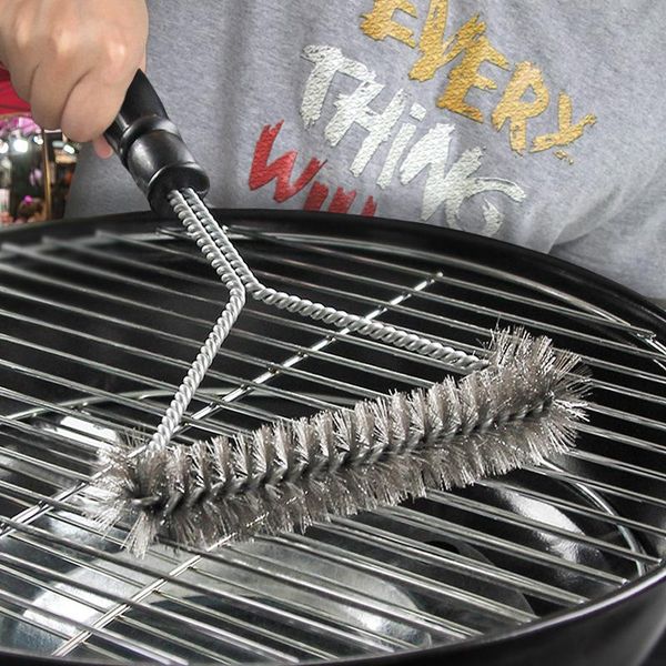 

tools & accessories kitchen bbq grill barbecue kit cleaning brush stainless steel cooking wire bristles triangle brushes