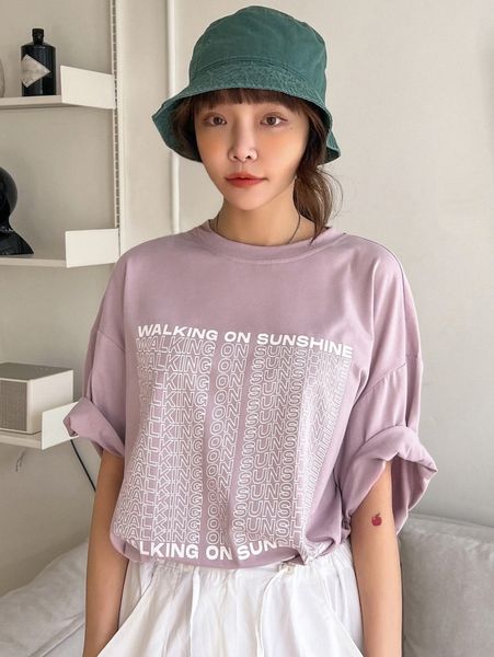 

dazy letter graphic drop shoulder tee 12g1#, White