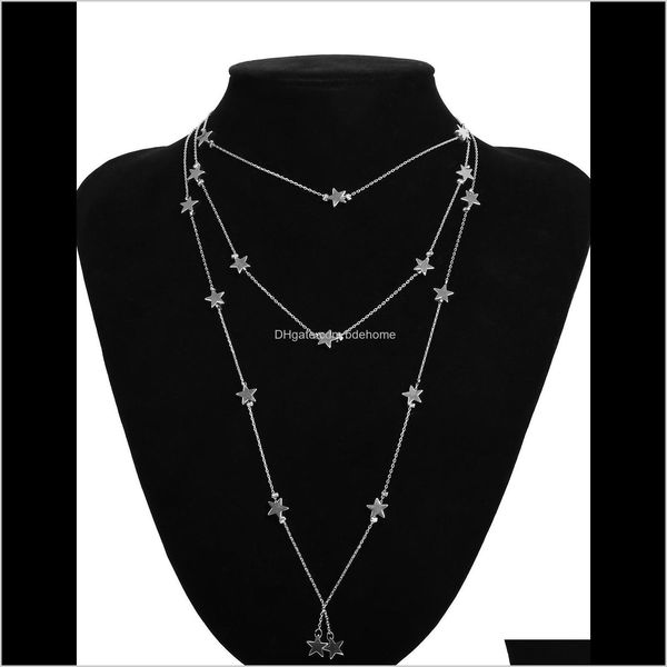 

necklaces & pendants jewelry drop delivery 2021 star pattern pendant multi layer tassel wholesale women necklace fashionable personalized gi, Silver